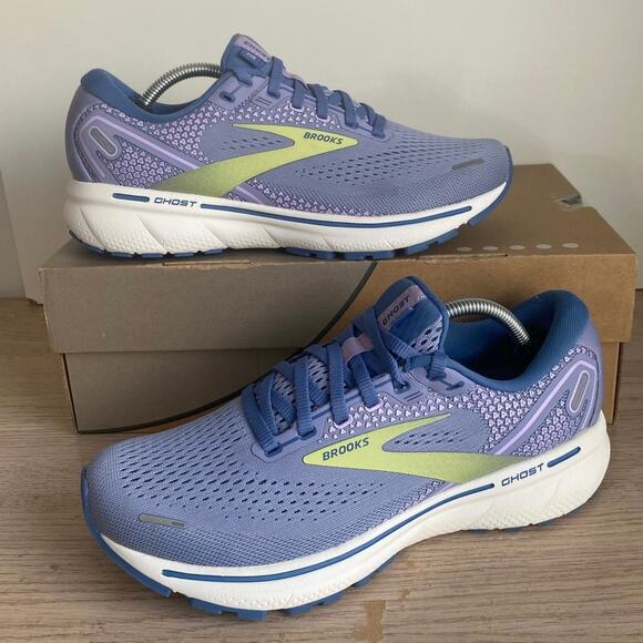 Brooks Ghost 14 Purple/ DutchLime Women Athletic Sneakers- SZ 8 B